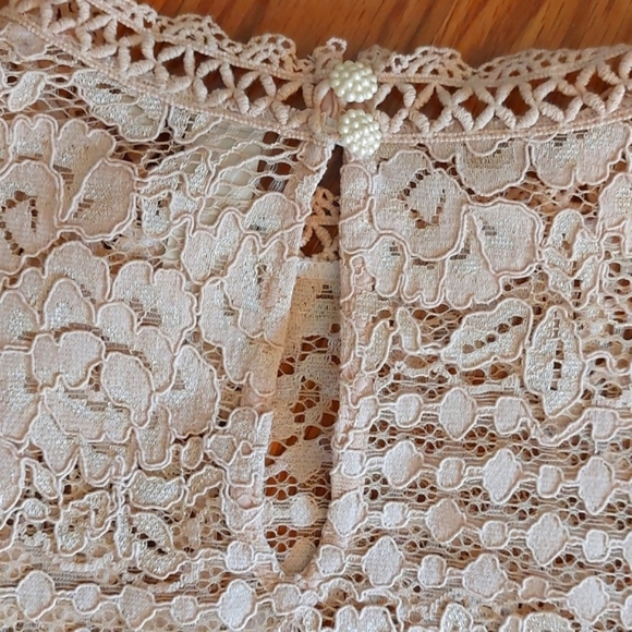 Allison Joy Lace Blouse, Champagne, Bell Sleeve, Size L - Picture 7 of 11